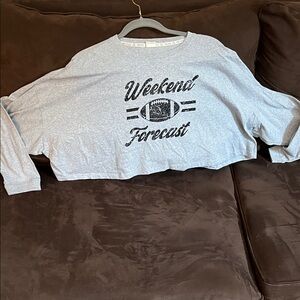 Gray Recycled Threads Long Sleeved Cropped T-Shirt